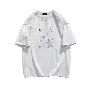 เสื้อยืดกราฟิกผ้าฝ้าย100% พรีเมี่ยมสำหรับผู้ชายน้ำหนักเบายืดได้พิมพ์โลโก้ด้านหน้าลายการ์ตูนน้ำหนัก240กรัม - Product Image 2