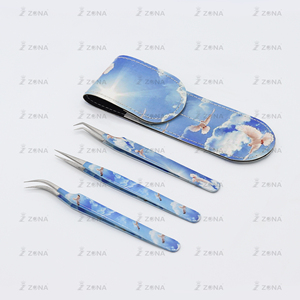 Stainless Steel Fiber Tip Tweezers 45 Degree Lash Tweezer Fiber Tip Sets New Design Tweezers <b>Case</b> For Extensions - Product Image 4