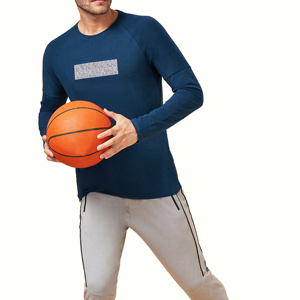 T-shirt pour homme à manches longues, coupe ajustée, en polyester/coton tricoté de haute qualité, logo personnalisé, service OEM, anti-UV - Product Image 5