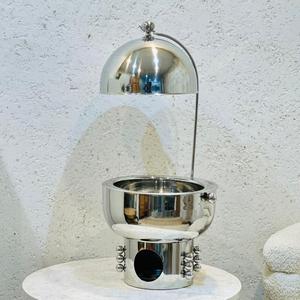 Calentador de alimentos de acero S brillante plateado recién llegado diseño moderno plato de frotamiento cazuela calentador de olla caliente para servir buffet - Product Image 1