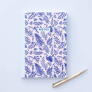 LABON Customer Printing Hard Cover A5 Foliage Print Journal 100 Page Colourful Leafy Patterned Notebook