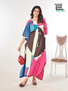 Hermosa pluma Crape estampado en relieve Kurta para mujer por Maruti Fashion para ropa de playa india y pakistaní - Product Image 3