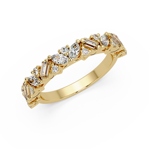 Elegance Marquise Mixed Shape Cluster <b>Ring</b> Baguette Cut Lab Grown Diamond 14K Pure Gold Round cut Anniversary Band Women's Gifts - Product Image 2