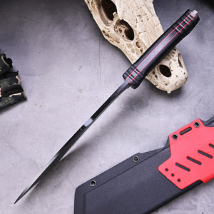 Couteau de chasse Bowie de haute qualité, personnalisé, pour l'extérieur, OEM, lame fixe de camping, pointe tombante, acier Damas, couleur personnalisée, nylon - Product Image 4