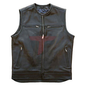 Chaleco de Cuero Casual con Cuello en V para Hombre, Edición Premium, Transpirable, Elegante, para Otoño, Servicio OEM, Ropa Exterior Personalizada - Product Image 1