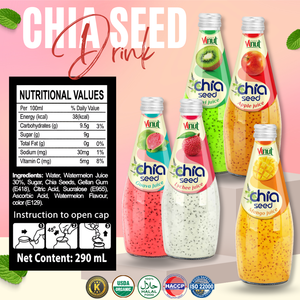 Bebida de Semillas de Chía y Guayaba 290 ml 9.8 fl oz 24 botellas botella de vidrio OEM ODM Marca Privada Muestra Gratuita Precio al por Mayor Superalimento - Product Image 2