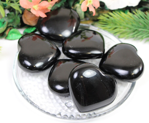 Corazón de obsidiana negra, venta al por mayor, piedra preciosa de cristal natural, curación, obsidiana negra, corazón hinchado para decoración y regalo - Product Image 5
