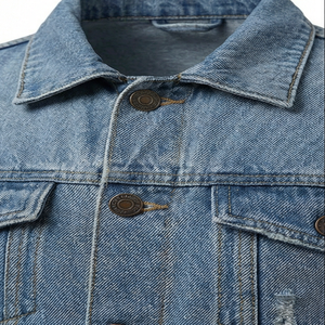 Denim Jacket For <b>Men</b> Slim Fit Ripped <b>Biker</b> Style Vintage Blue Custom Long Sleeve Classic <b>Jeans</b> Outerwear <b>Jean</b> Jacket <b>Men</b> - Product Image 4