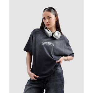 T-shirt oversize délavé Dare to Fly, 100% coton jersey, tissu épais 280g/300g, coupe carrée et style couture, t-shirts imprimés - Product Image 4