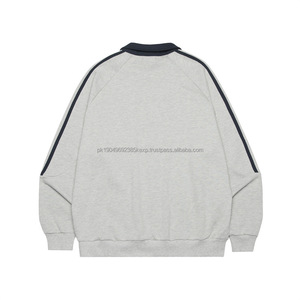 Sudadera con Capucha Personalizada al por Mayor, Estilo Universitario, Atlética, con Franja Lateral, Cuello Alto, Media Cremallera, Unisex, Vintage, Holgada, para Hombre - Product Image 5