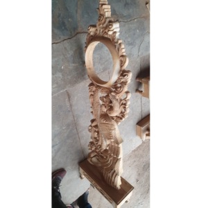 Reloj de madera de teca India hecho a mano más vendido, relojes de abuelo de estilo antiguo de madera de teca maciza con diseño de pavo real a la venta - Product Image 2