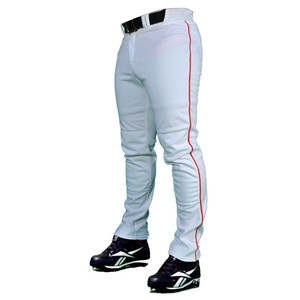 Pantalon de baseball imprimé par sublimation personnalisé pour adulte pour hommes avec des couleurs grises et des bandes noires et des boucles jaunes, - Product Image 6