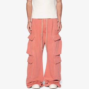 Nouveaux pantalons de survêtement évasés en éponge française lourde lavés sur mesure en détresse broderie Logo poches cargo pantalons pour hommes 2026 - Product Image 1