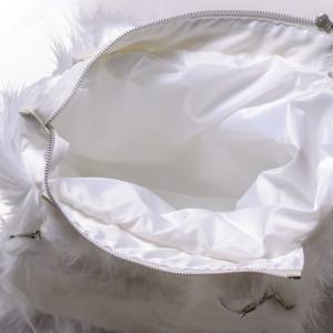 Factory Made Rich Grain Leather Handmade <b>White</b> Fur Leather <b>Ladies</b> Fashion Purse/pouch with Detachable Handles - Product Image 5