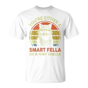 Camiseta Raccoon Smart Fella Or Fart Smella para mujer, camiseta gráfica divertida, manga corta, cuello redondo, para adultos - Product Image 1