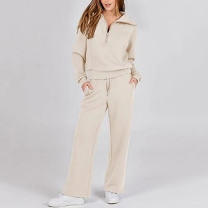 Conjuntos de dos piezas para mujer, sudaderas con capucha cálidas de gran tamaño elegantes de Color sólido y pantalón largo, traje deportivo, chándal de otoño e invierno - Product Image 3