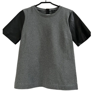 Custom Genuine <b>Leather</b> Crew Neck Breathable Eco-Friendly Quick Dry Womens Short Sleeve <b>Leather</b> Sleeve T-<b>Shirt</b> For Girls Hot Sale - Product Image 6