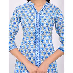 Cotton <b>Block</b> <b>Printed</b> Grey Kurti Indian and Pakistani Style Stitched Salwar Kameez Daily Wear and Party Wear Suitable - Product Image 2
