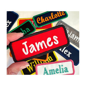 แพทช์ชื่อที่ปรับแต่งได้สำหรับเครื่องแต่งกายแจ็คเก็ตและผ้าทอลายทแยงอื่นๆเลือกด้ายสีตัวอักษรแบบรีดบน - Product Image 2