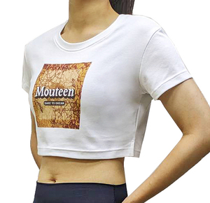 เสื้อยืดครอปผ้าฝ้ายเนื้อนุ่มดีไซน์หมึกสเปรย์ - Product Image 1