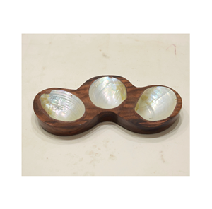 Bol à fruits décoratif en bois et chocolat MOP avec conception de forme ronde excellente qualité pour différentes pièces de conception - Product Image 1