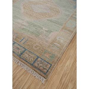 Tapis en laine noué à la main Erbe Green, grand format 9x12, motif médaillon rectangulaire abstrait, pour la maison, le couloir, l'entrée, le bureau - Product Image 2