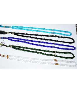 Chapelet de prière islamique Tasbih 99 perles en cristal fait à la main Misbaha avec pompon plaqué argent pour le culte musulman et l'offre de cadeaux - Product Image 5