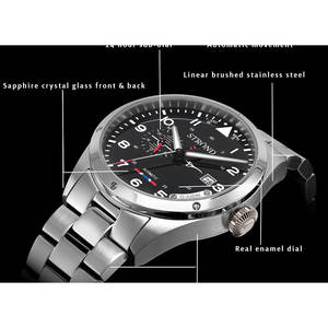 STROND Concorde 24H Montre à remontage manuel bleu marine avec fonction luminescente, mouvement Seiko, cadran 41 mm, verre saphir, étanche 10 bars - Product Image 4