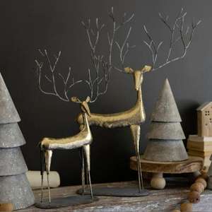 Laiton Antique Renne Sculpture Ensemble de 2 Mariage De Noël Décor En Métal Artisanat Petit Renne Ornements Table Décoration De La Maison - Product Image 6