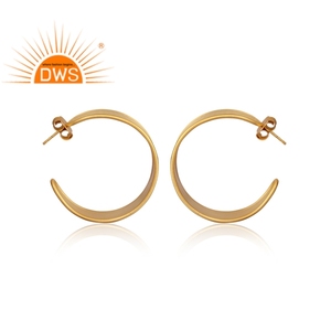 Último diseño hecho a mano pendiente de aro chapado en oro de 18 quilates joyería fina Demi para mujer regalo para su delicada colección - Product Image 3