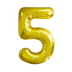 Palloncino Foil Numero 5 Dorato 80cm per Decorazioni Festa, Riempibile con Elio - Product Image 2