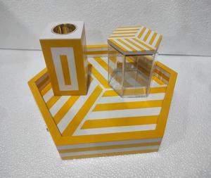 Ensembles de plateau Bakhoor d'encens en résine de nacre avec couvercle en acrylique Utilisation de cadeau religieux de f s international - Product Image 1