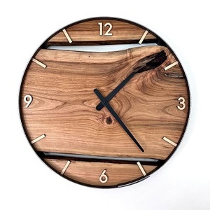 Horloge murale en bois et résine la plus élégante en résine époxy Meubles de salon Décoration de la maison Horloge murale Personnaliser la taille - Product Image 5