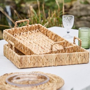 Tienphong 2025 plateau rectangulaire en jacinthe d'eau naturelle en gros pour organisateur de vanité, nettoyage des taches uniquement, accessoire de salle de bain - Product Image 1