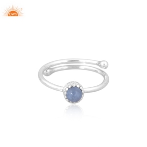Handmade Blue <b>Opal</b> Gemstone <b>Ring</b> Minimalist Adjustable Women's Birthstone Jewellery Customised by Manufacturer for Gifting - Product Image 2