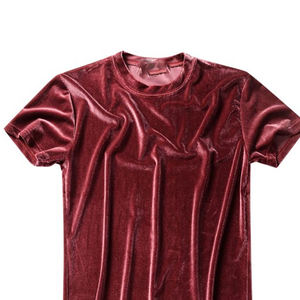 Camisetas de Terciopelo de Moda Casual de Media Manga al por Mayor, Camisetas de Velour Personalizadas para Hombre, Camisetas Lisas OEM Negras Gruesas - Product Image 4