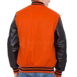 แจ็กเก็ตเลตเตอร์แมนสำหรับผู้ชายเสื้อแขนหนังคอตั้งสำหรับฤดูหนาว - Product Image 4