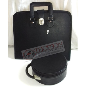Masonic Regalia Black Faux Leather Masonic Delantal Estuche blando con mango negro - Product Image 3