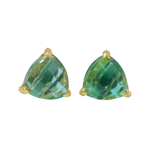 Pendientes de piedras preciosas de cuarzo verde Pendientes colgantes de piedra natural chapados en oro para mujer Color atractivo para boda o regalo - Product Image 1