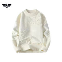 Nouveau Pull en Maille Premium pour Homme 100% Coton Hiver 300g Effet Vieilli Anti-Plis Anti-Rétrécissement Anti-Boulochage