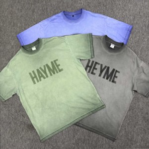 Nouveau design 2024 – T-shirt court en toile 100 % coton, coupe régulière, séchage rapide, respirant, imprimé par transfert thermique, effet délavé minéral, personnalisable - Product Image 1