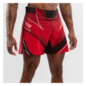 Pantalones Cortos Deportivos Rojos para Hombre, para Artes Marciales Mixtas (MMA), de Cintura Alta, Elásticos, de Secado Rápido, con Estampado Geométrico - Product Image 1