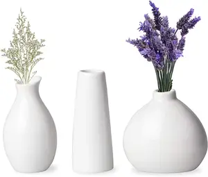 客厅和室内装饰桌面装饰花瓶用白色搪瓷成品金属电镀花瓶