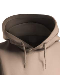 <b>Men</b> Beige Pullover <b>Hoodie</b> with Kangaroo Pocket Adjustable Drawstrings Soft Fleece Fabric Casual Streetwear Sweatshirt - Product Image 4