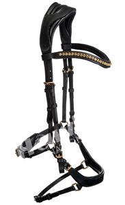 Vente en gros de dernier modèle Bride de cheval en cuir noir avec casque anatomique en strass Couture fantaisie Équitation Prix compétitif - Product Image 2