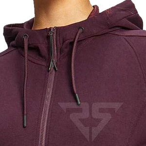 Sudaderas con capucha de mujer de punto liso marrón OEM personalizadas de alta calidad ropa de gimnasio sudaderas con capucha de mujer con cremallera completa - Product Image 4