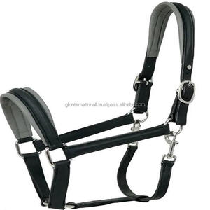 Double couche Extra confort Gris ou crème rembourré de luxe en cuir de course de chevaux licou disponible au prix de gros d'usine - Product Image 2