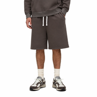 Shorts en molleton épais délavé OEM ODM personnalisés, coupe ample, avec cordon de serrage et taille élastique, en coton uni, pour hommes