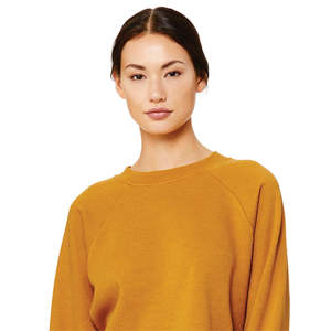 Airlume-Jersey de algodón peinado con manga raglán para mujer, forro polar de poliéster, brezo, Mustard, 52%, 48% - Product Image 4