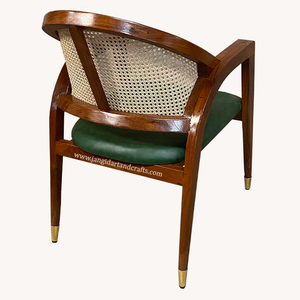 Fauteuil d'appoint vintage en bois massif et rotin tressé, idéal pour café, bureau, salle à manger, hôtel, chambre à coucher, meuble tissé à la main - Product Image 5
